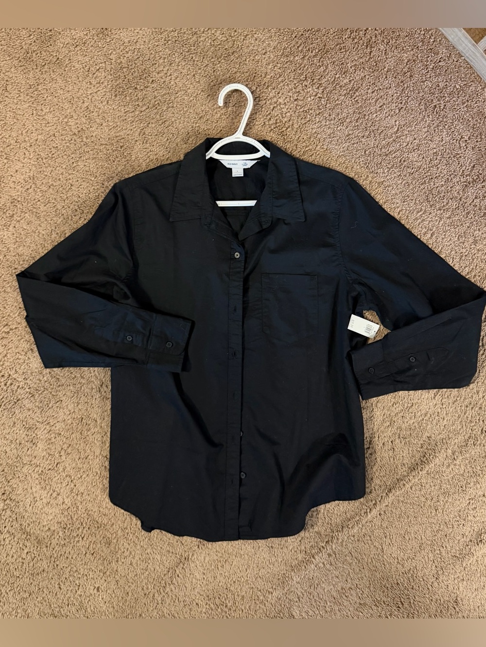 New w/Tags Cotton Women’s Black Button-Down Shirt, Size L